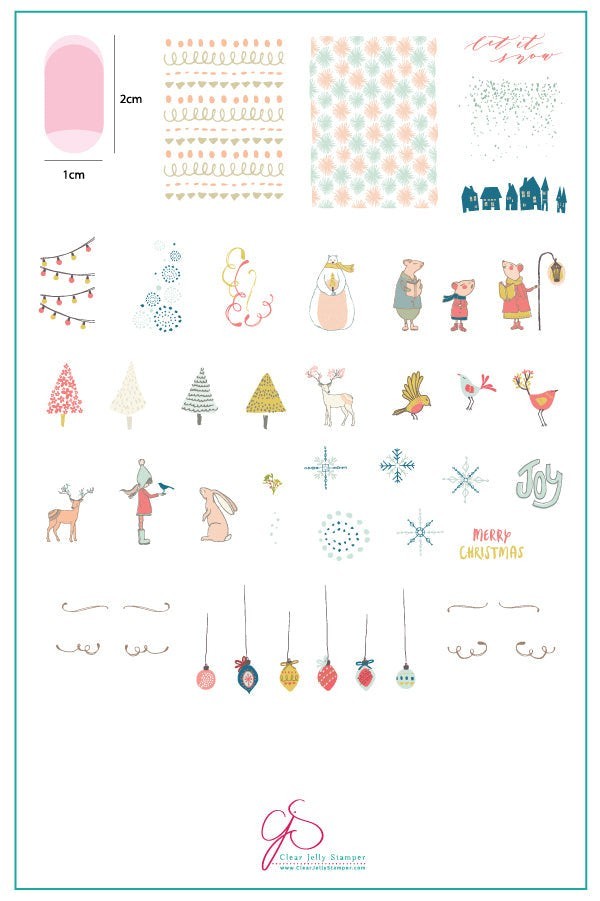 Clear Jelly Stamper Layered Nail Plate CJS C-31 CJSC-31 Christmas Happy Holiday