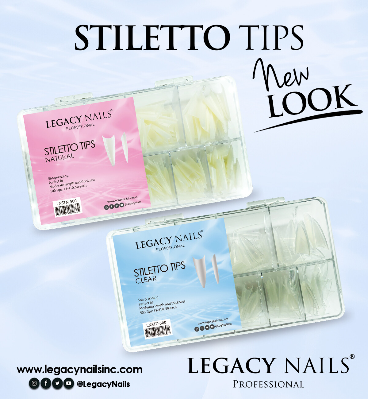 Clear Stiletto Nail Tips 500 pcs | Legacy Nails