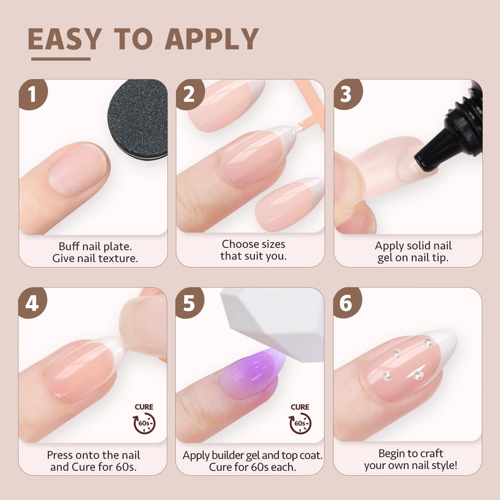 Soft Gel False Nails French Press on Nails For Nail Art Tips Decoration Manicure