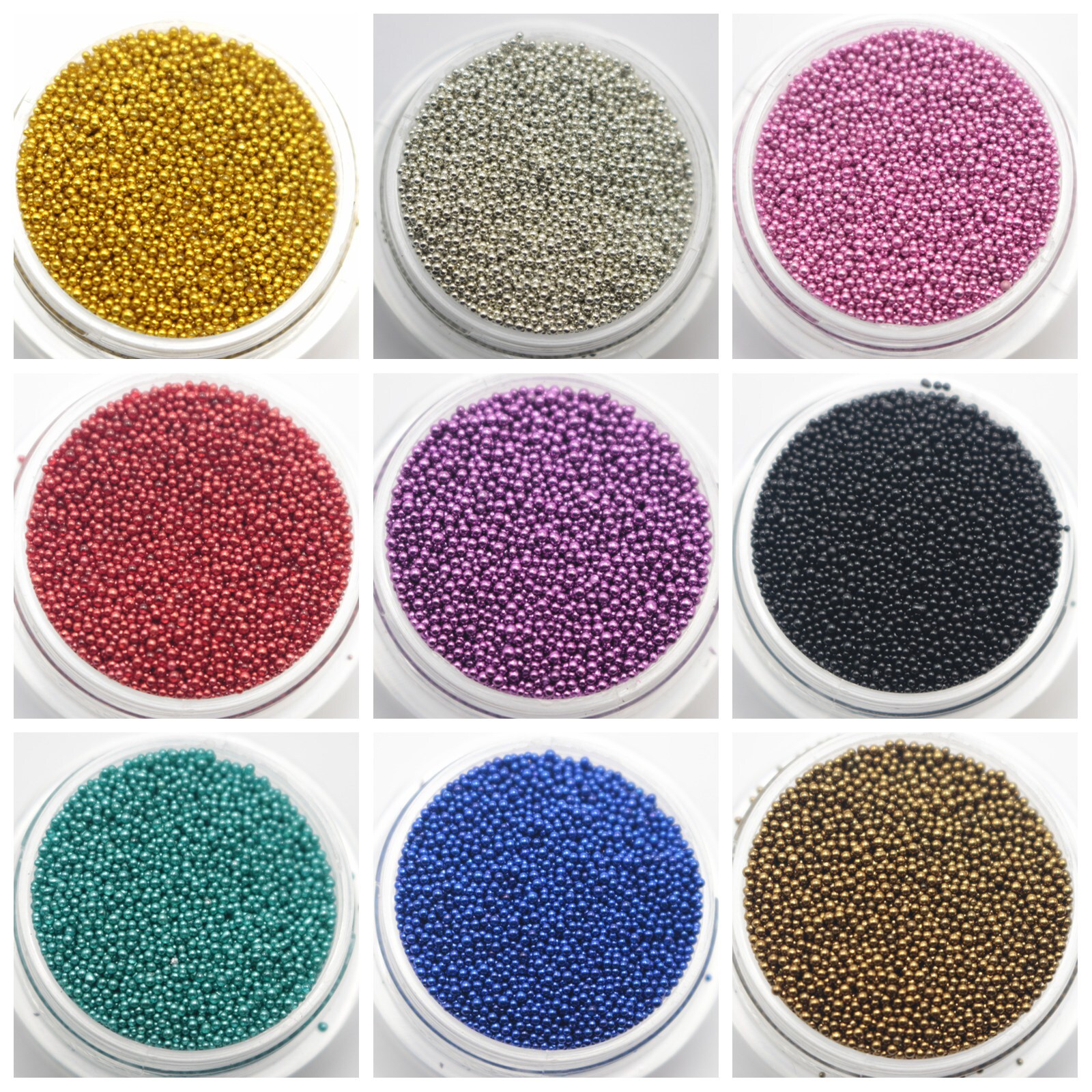 30gram Glass Nail Art Caviar Beads Microbeads 0.6-0.8mm No-hole Storage Box