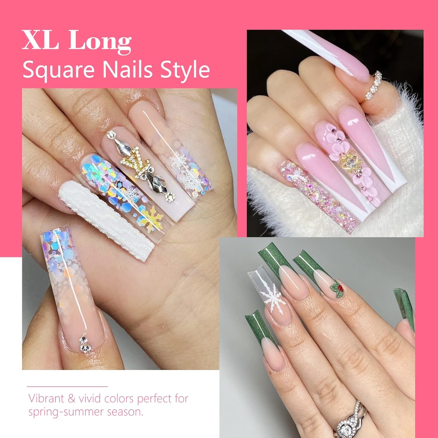 Lionvison Square Nail Tips NO C Curve, XL Clear Tip for Acrylic