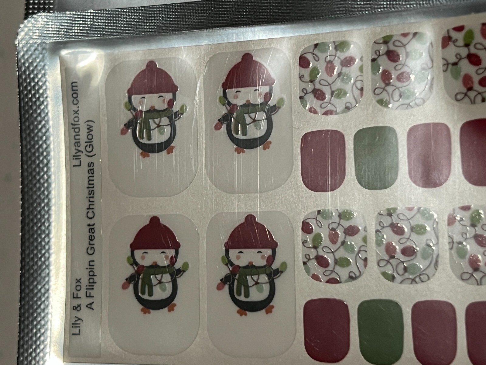 2 SETS – Lily & Fox Nail Wraps Stickers Pedicure Stick – Snowflakes, Penguins