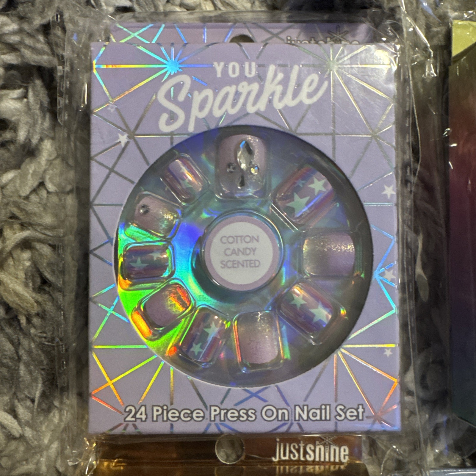 (6x) Justice 24pc Press On Nail Set Lot Rainbow Sparkle Metallic Girls New NIB