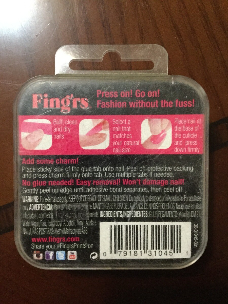 2x FING’RS PRINTS Press-on Nails, NO GLUE NEEDED Rock Rebel Check 31045 (2-PACKS