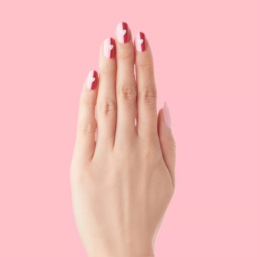 Olive & June Press On Fake Nails – Round Short Split Heart – 42ct
