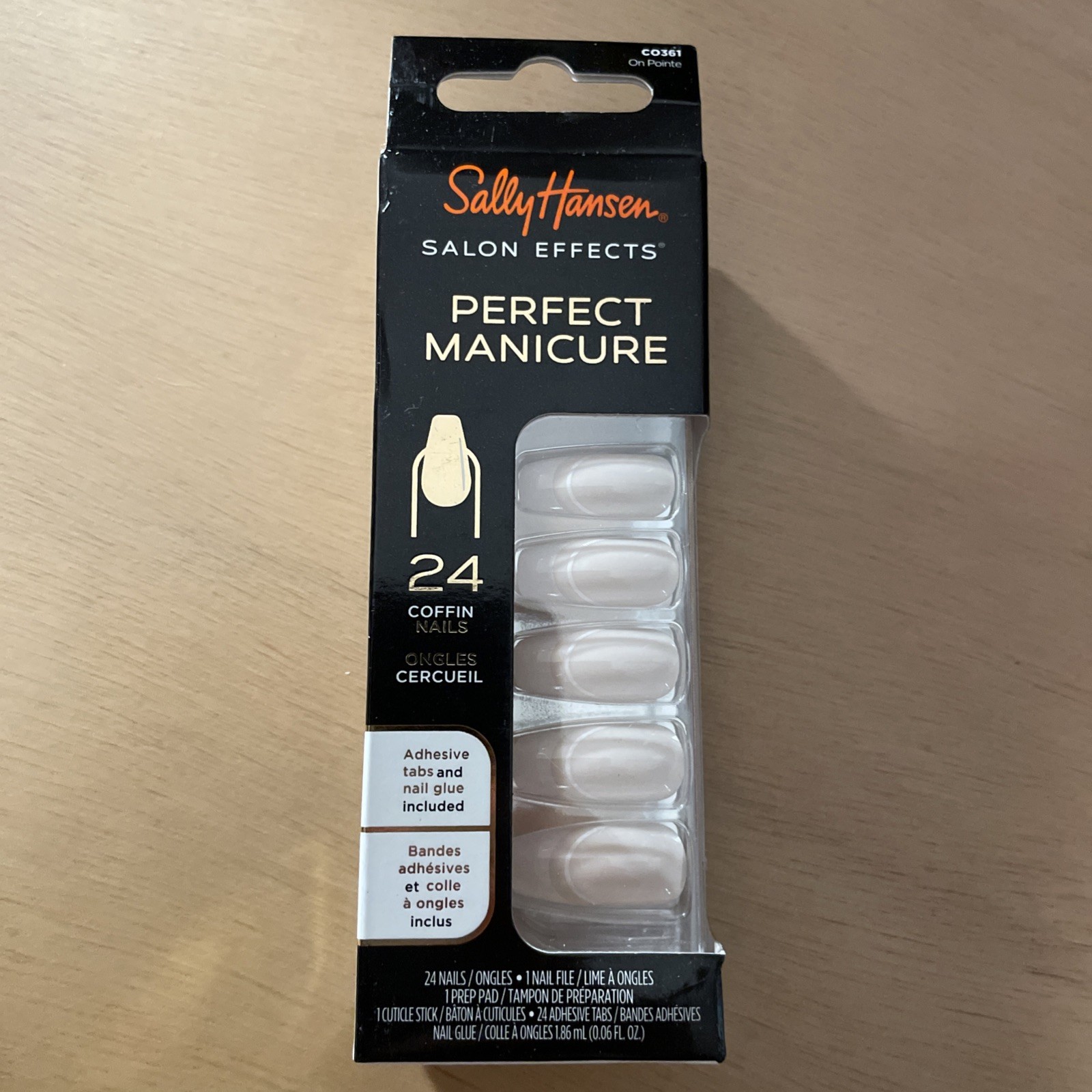 New Sally Hansen Salon Effects Perfect Manicure 24 Press-On Nails Coffin W/Glue