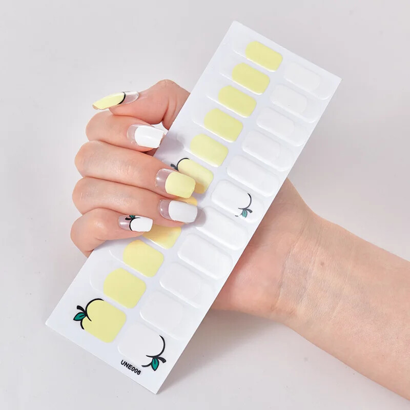 16 Strips Patch Full Cover Wraps Gel Nail Sticker UV Lamp Semi-Cured Manicure