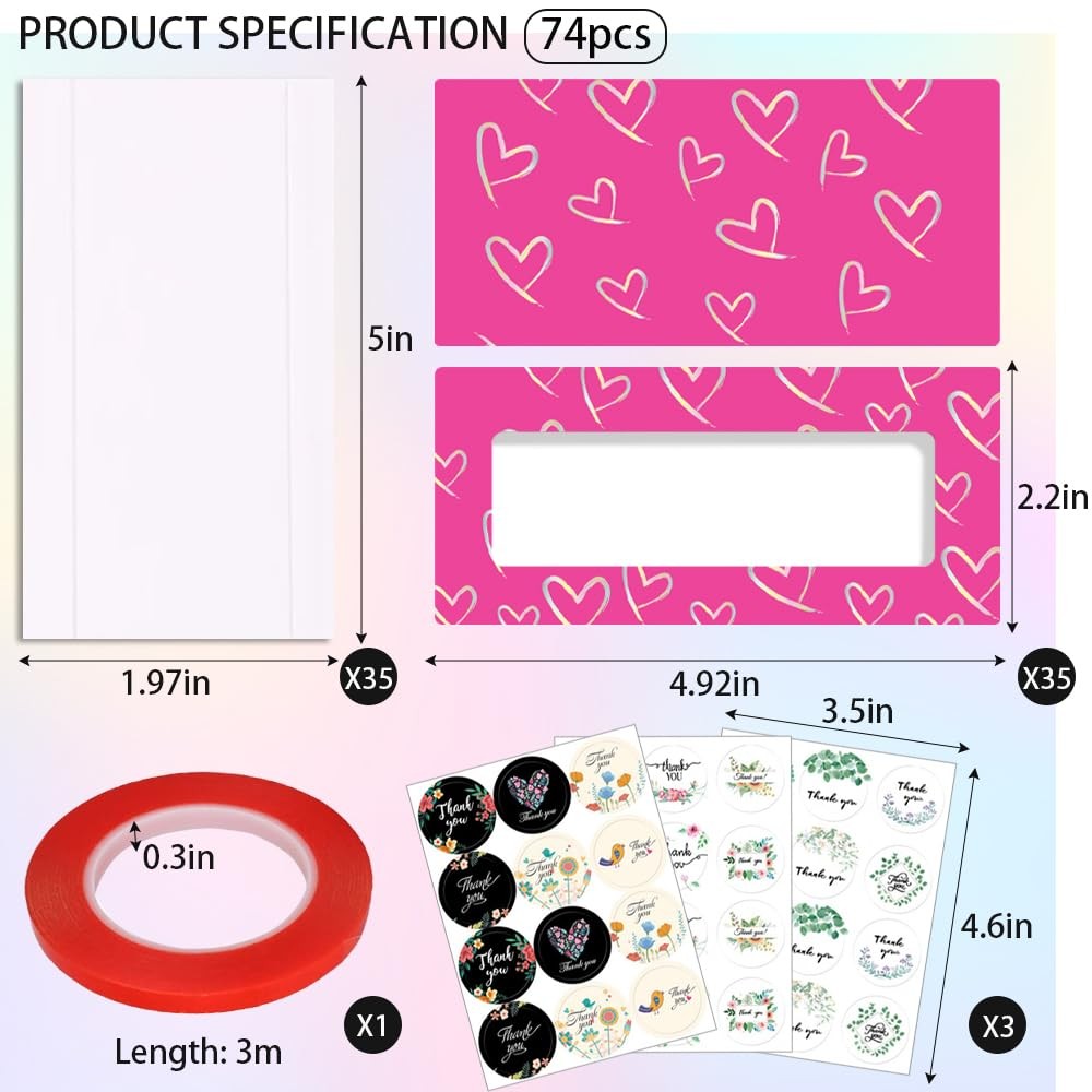 Yazabai 74PCS Press 4.92 inches x 2.17 x 0.59 inches, Hot Pink Heart