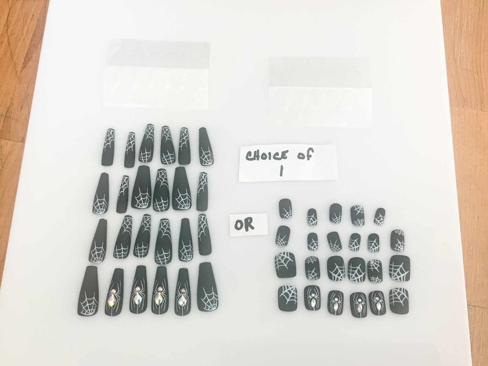 Cool Spider Web Crystal Body Press On Nails Art Accessory Dark Goth 24 Pieces