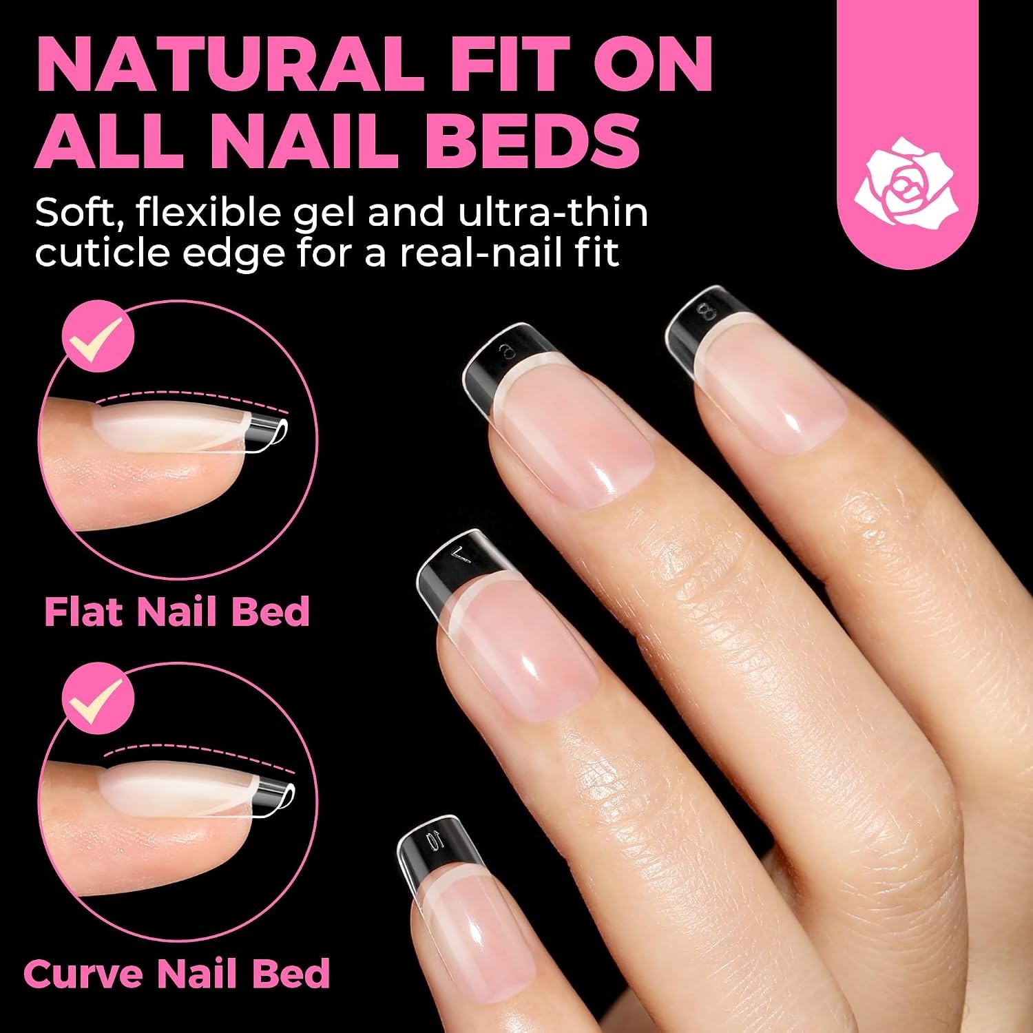 Nail Tips Square 504PCS Short Square Nail Tips Pre Etched | Gel Fake Nails Ti…