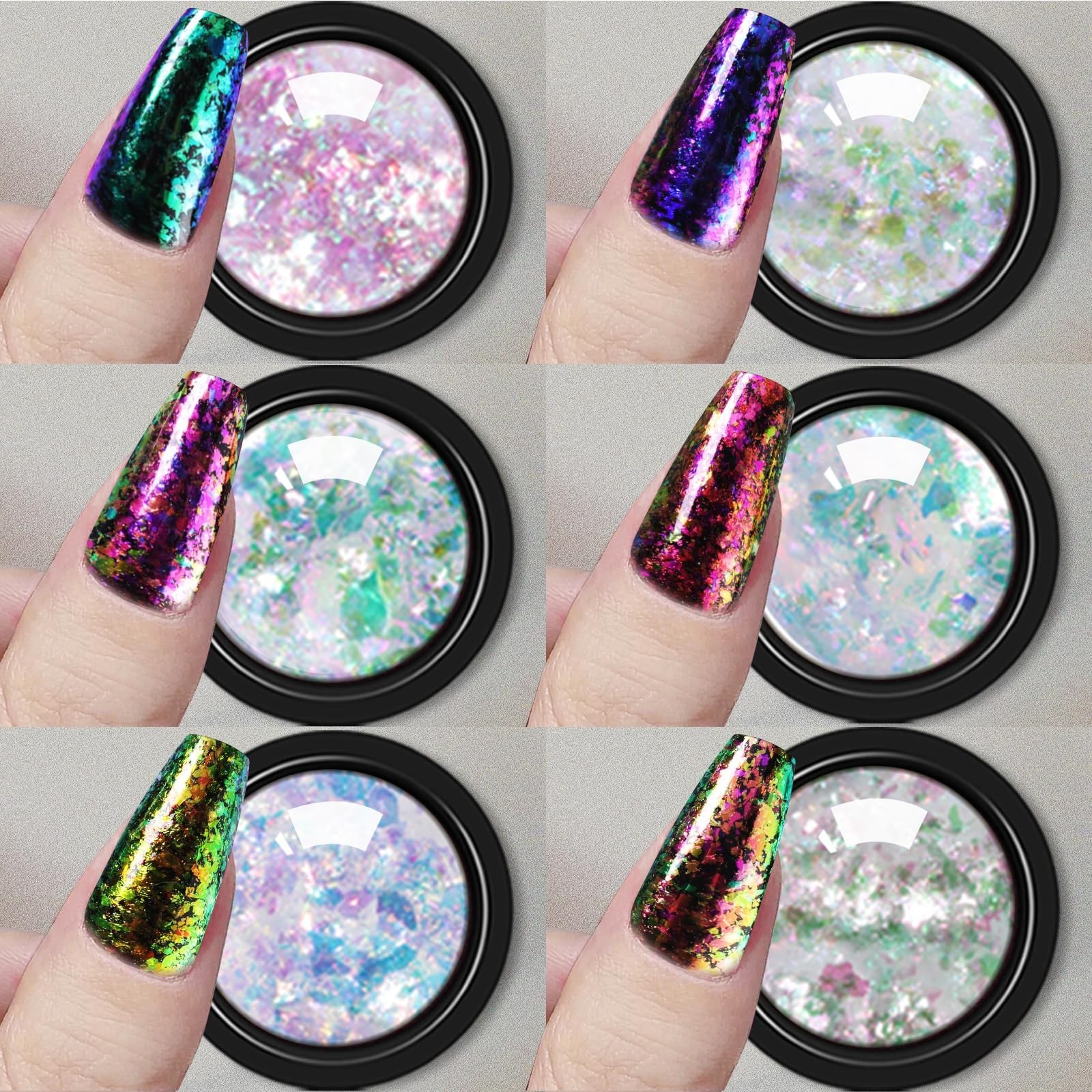 40 Colors Mirror Chrome Nail Powder Set – Iridescent Holographic Metallic Pigmen