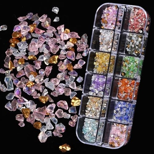 Nail Charms, Multi Shape Nail Rhinestones Kit 3D Multi Shape Nail Gems