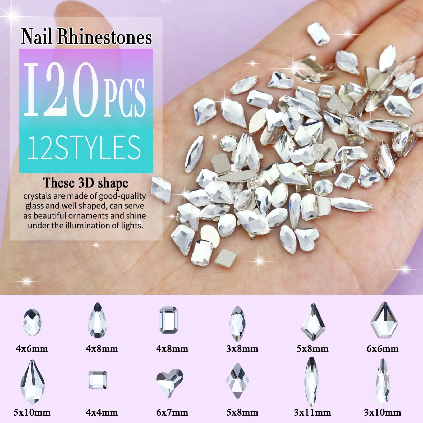 3200PCS Nail Art Rhinestones, Crystal Clear Flatback Rhinestones for Nails, Craf