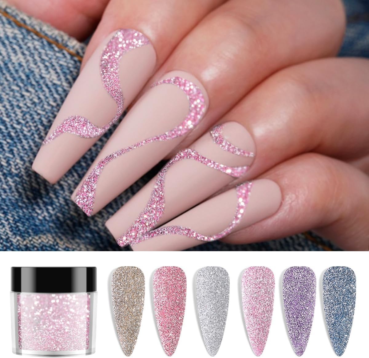 Holographic Chrome Nail Powder,6 OR 10 Colors Metallic For Women