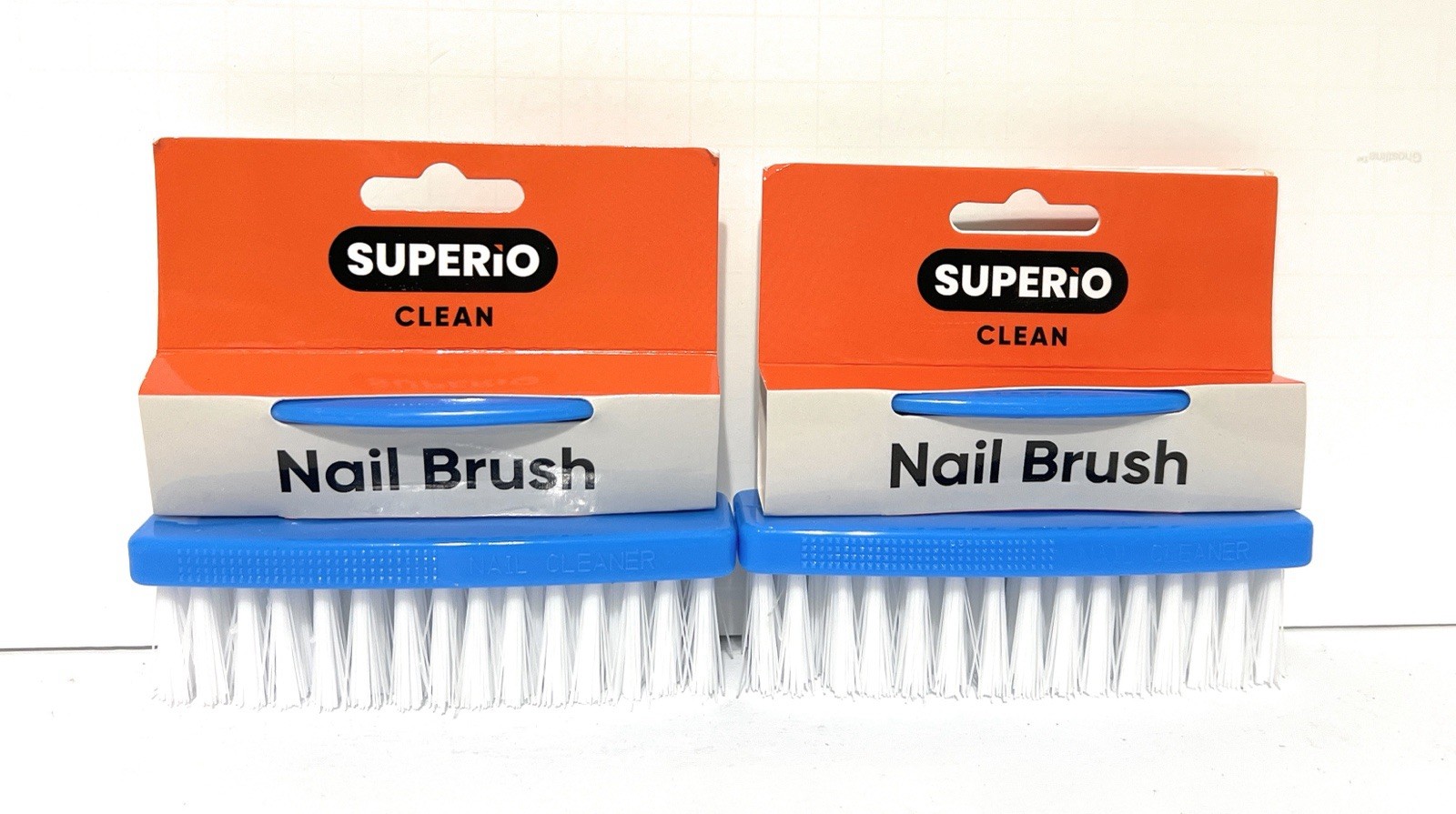 2 Superio Heavy Duty Blue Durable Nail Cleaning Brush Scrubber w/ Stiff Bristles