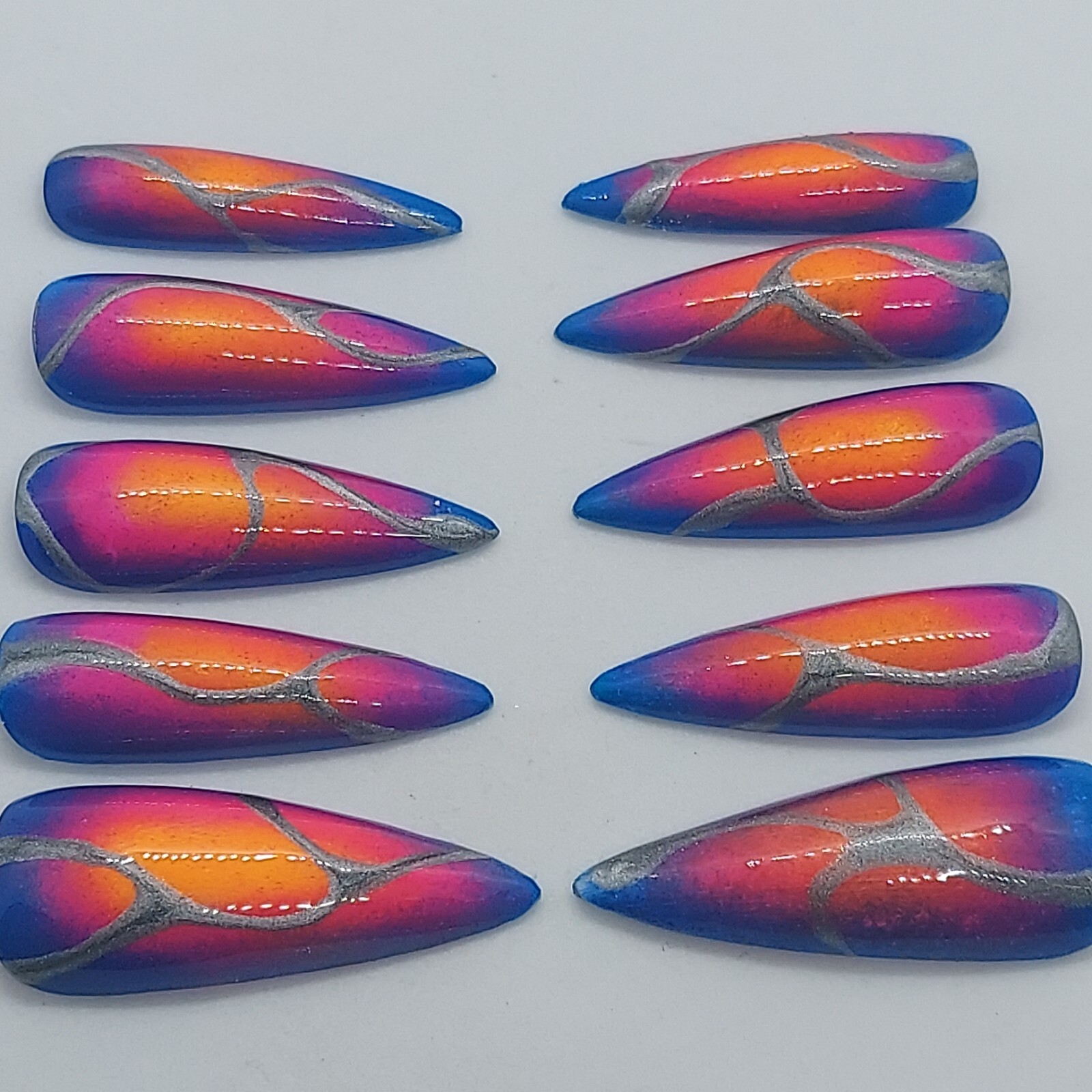 Vibrant Metallic Galaxy Ombre Silver Chrome Nails for Party Wedding Celebration