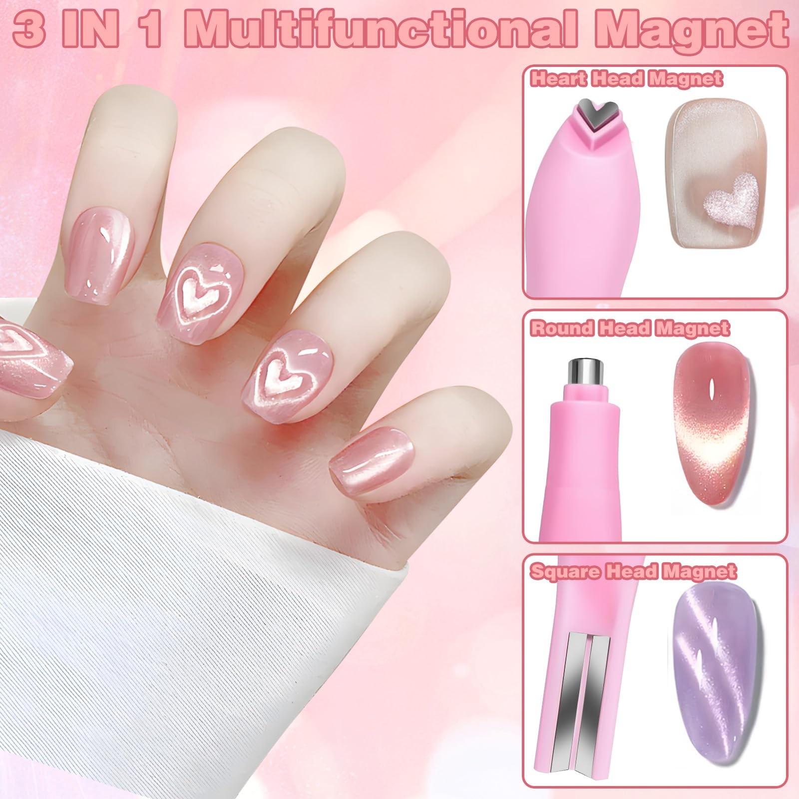 Nail Magnet Tool 3 in 1 Cat Eye Gel Polish Magnetic Tool