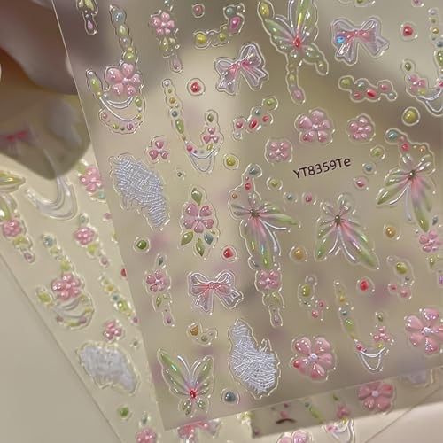 Spring Nail Stickers for Nail Art Butterfly Flower Nail Flower Nail Stickers-7