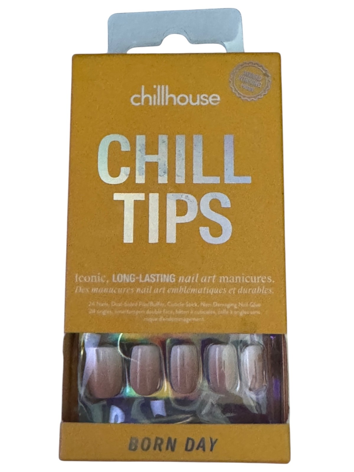 Chillhouse Chill Tips Born Day Nude Beige Press-On Nails 24 Medium Imperfect Box