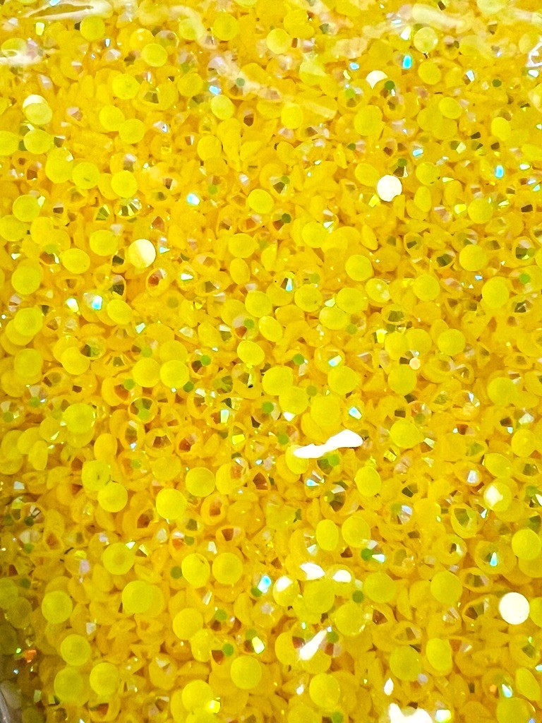 Yellow Rainbow Round Flat Back Resin 3mm Jewelry Crafting Nail Gems