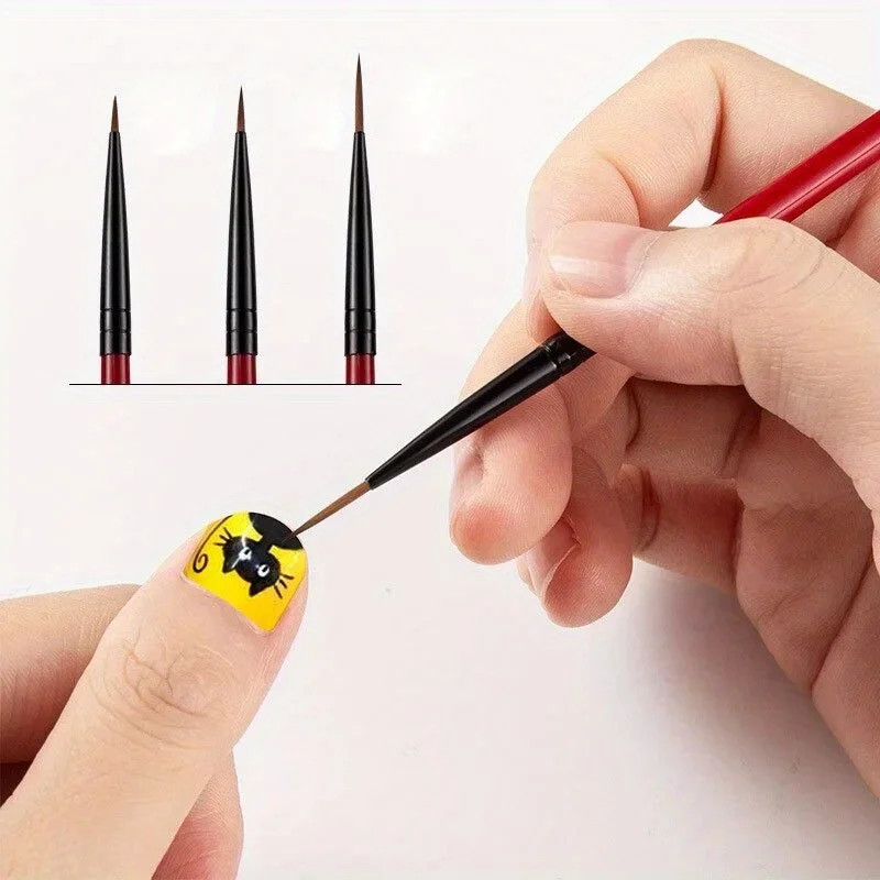 3pcs/set Nail Art Liner Painting Brush Thin Stripe Line Drawing Pen DIY UV Gel