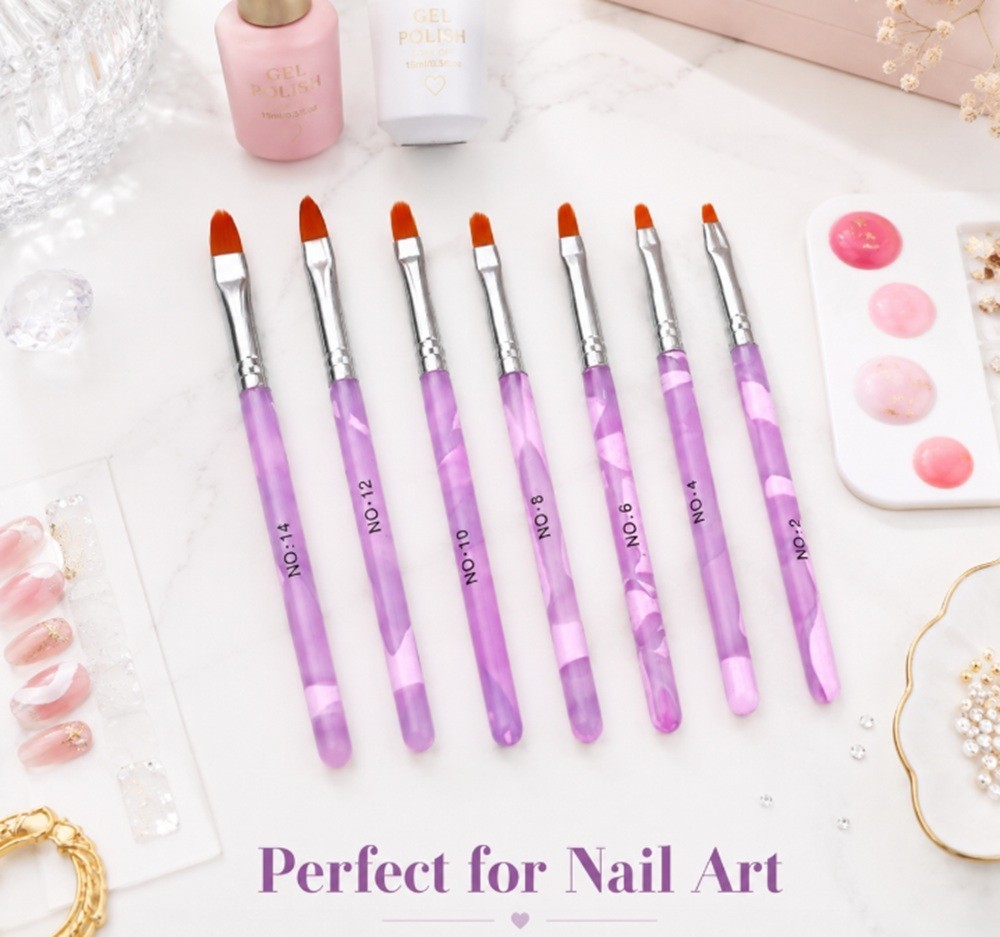 7-Piece Nail Art Design Brush Set – Acrylic & Gel Polish Painting, Drawing Pens