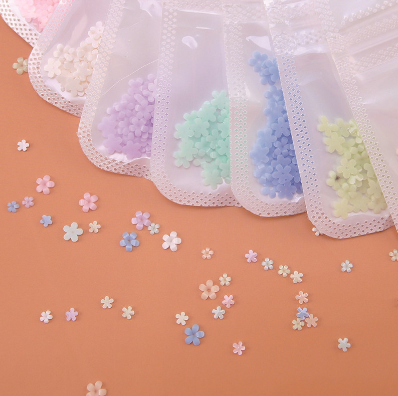 Mixed Nail Art Manicure 3D Color Change Five-Petal Flower Nails Gem Decors NH25