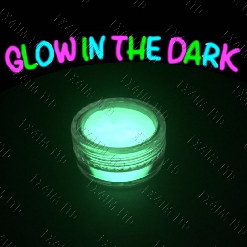 Glitter, Chrome, Pigment, Nail Powder GLOW IN THE DARK silver Crafting