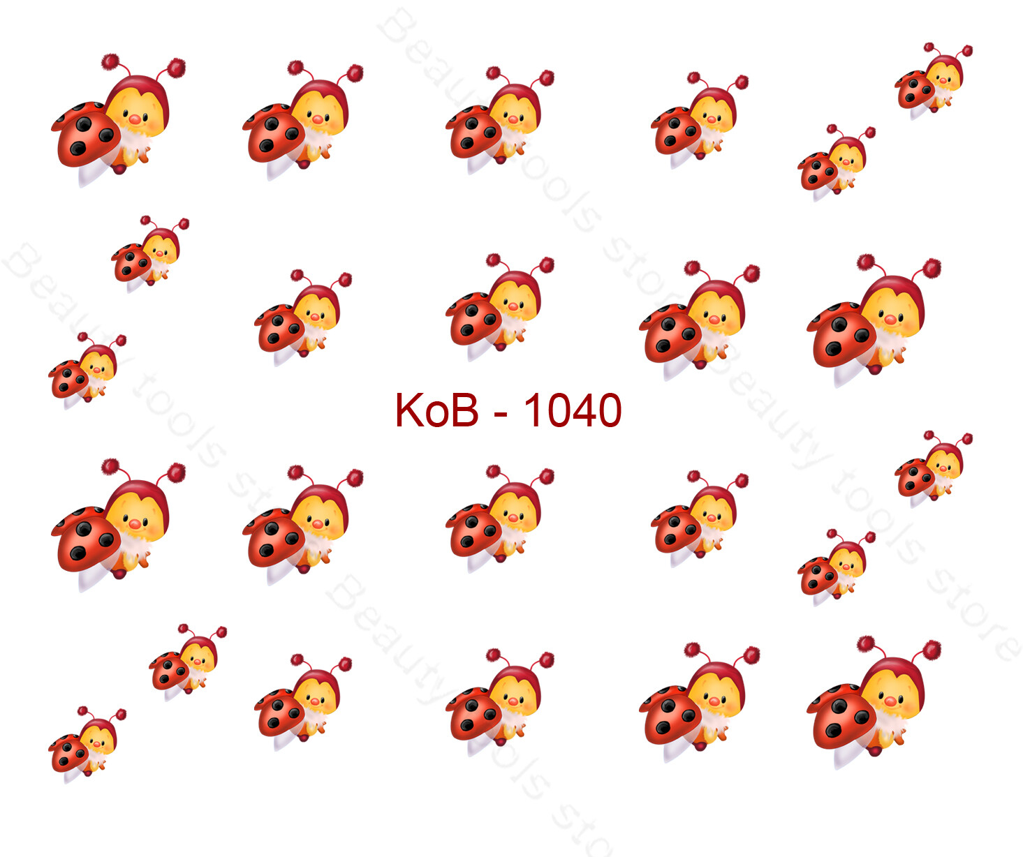 Nail Art Water Transfer Stickers Decal Pretty Ladybug Beetle KoB-1040