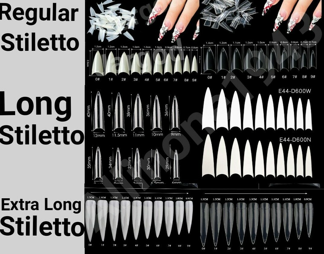 100/500Pc Stiletto/LongStiletto/Long Stiletto Curved Pointed False Nail Tips