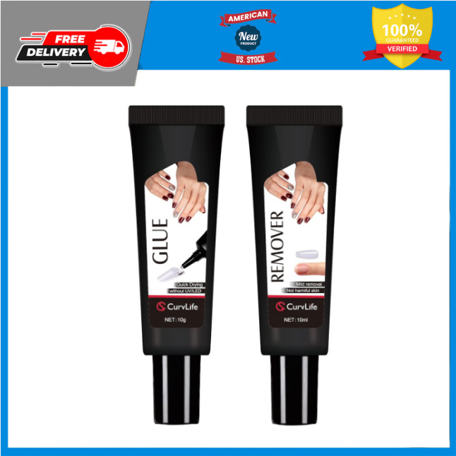 Newly Upgraded Quick Drying 10g Semi Solid Nail Glue with 10ml Remover for