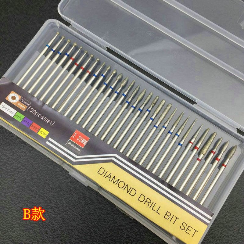 30Pcs/Set Diamond Grinding Head Nail Art Drill Polish Head Kit Nail Drill