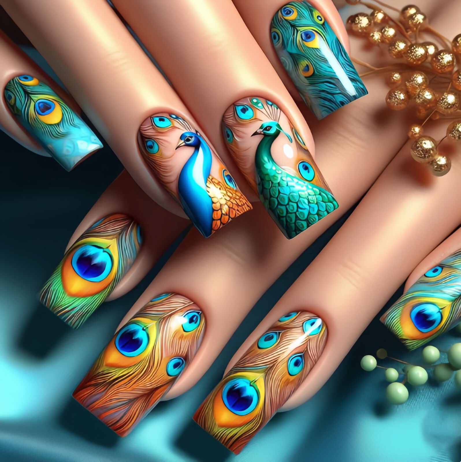 4 set （24Pcs/set ）Retro Style False Nail Art Full Cover Artificial Fake Nails