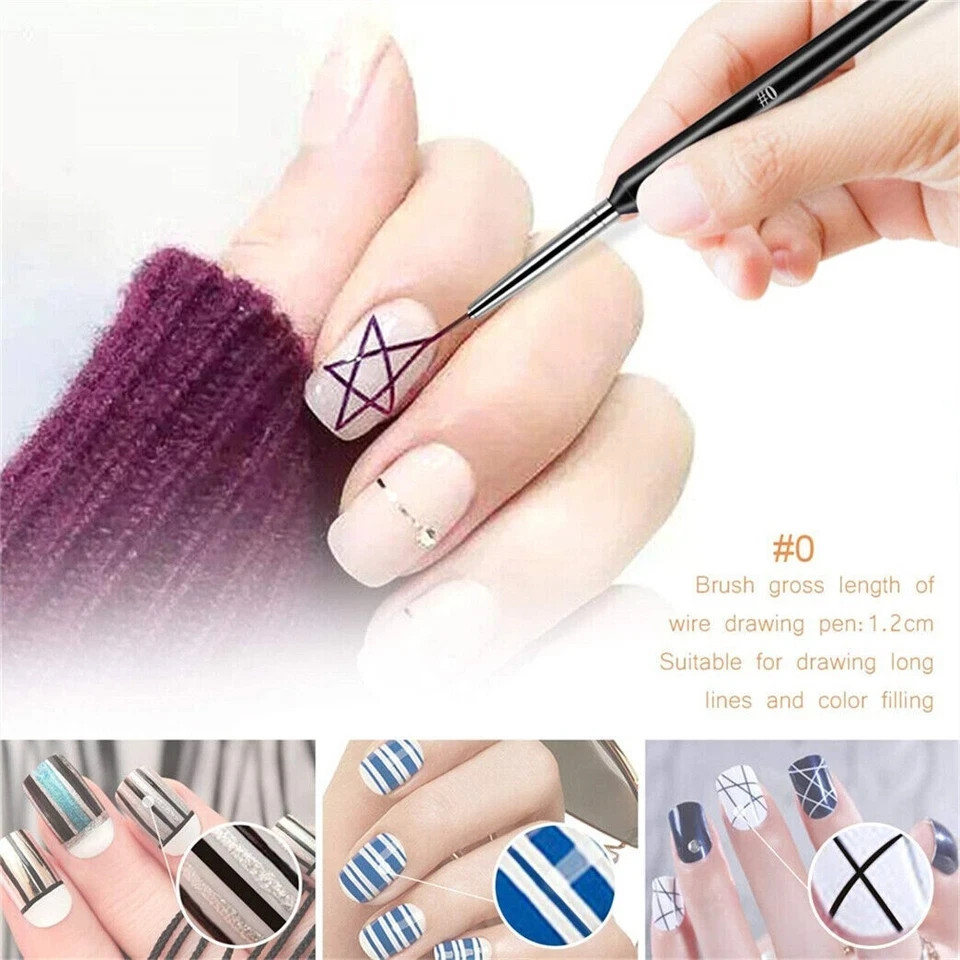 3Pcs Set NEW Nail Art Liner Brush Ultra-thin Line Drawing Pen Manicure Tool Tips