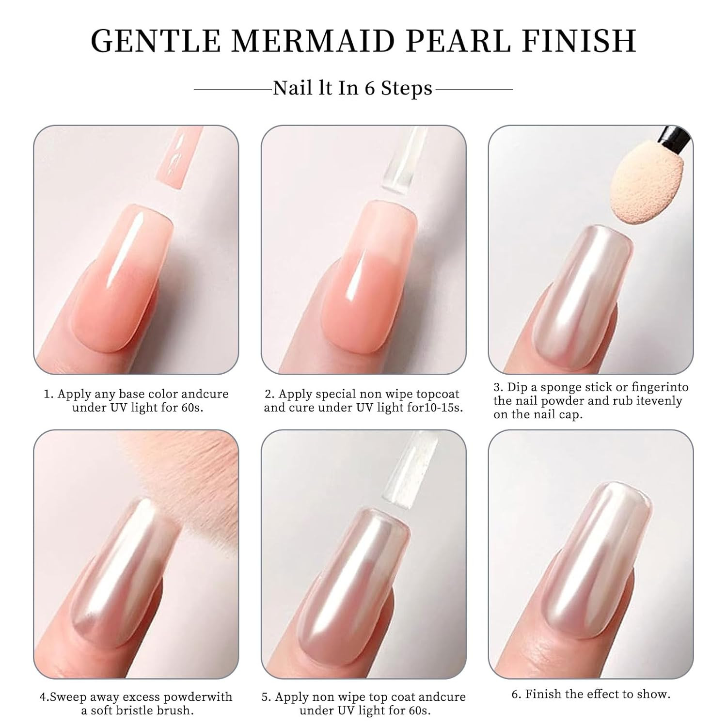 2Pcs White Chrome Nail Powder Moonlight Pearl Powder for Nails, Magic Clear Pear