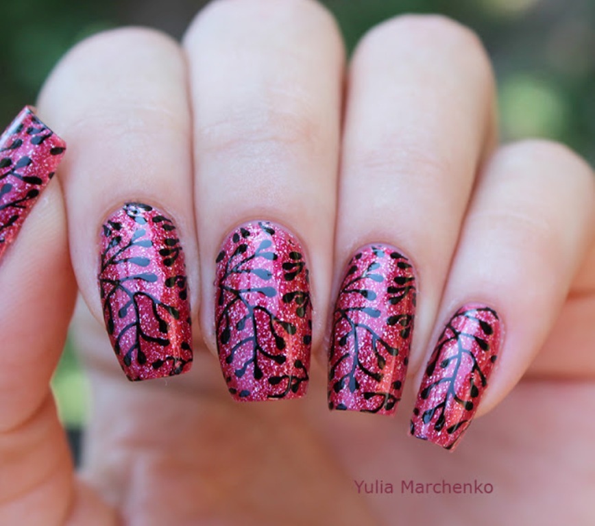 BPL 015 Forest Pattern Trees Theme Manicure Nail Art Stamp Template Image Plate