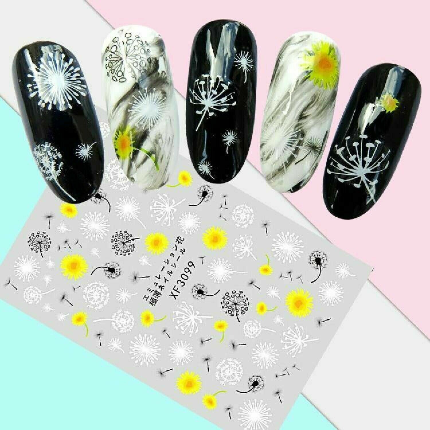 3D Nail Art Stickers Dandelion Daisy Flower Series Manicure Gel Decor DIY NS33