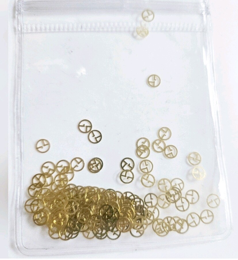 NWT NAIL ART DESIGN GOLD METAL NAIL DECALS: N°21 4mm×4mm!