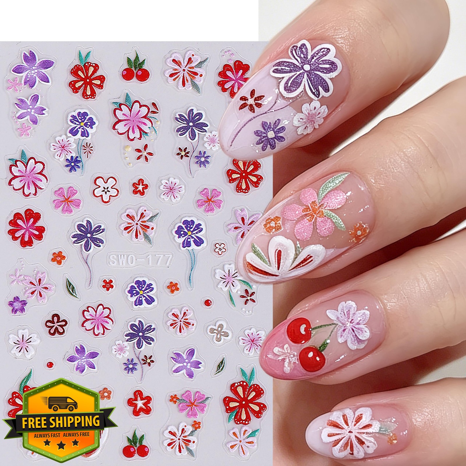 Aoustratum Spring Flower Nail Stickers Style04