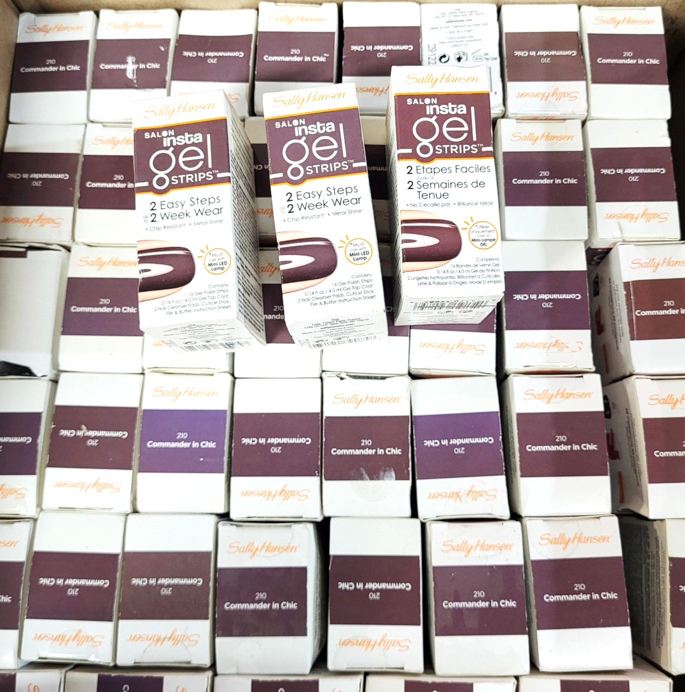 WHOLESALE Sally Hansen INSTA GEL STRIPS 4pc Kit 210 COMMANDER IN CHIC LOT OF 50