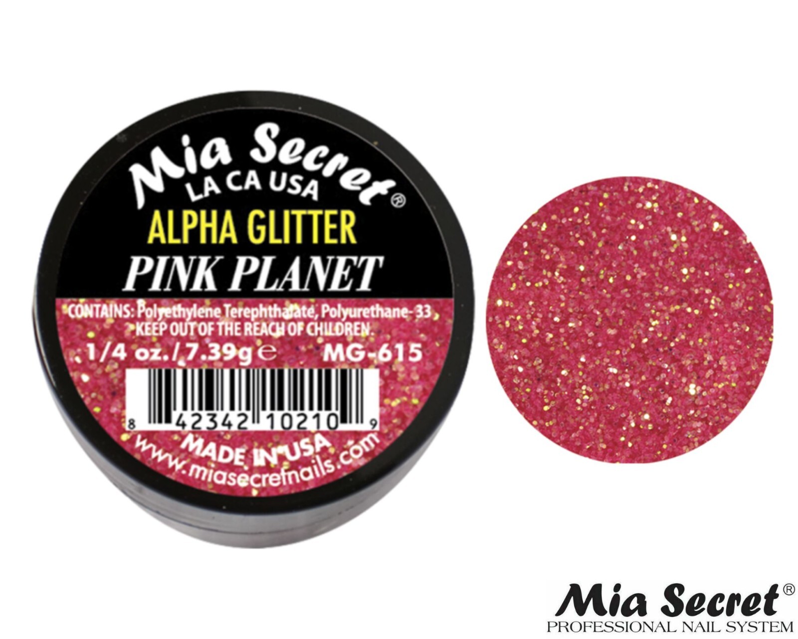MIA SECRET Nail Art Powder 1/4oz- Pink Planet (ALPHA GLITTER)