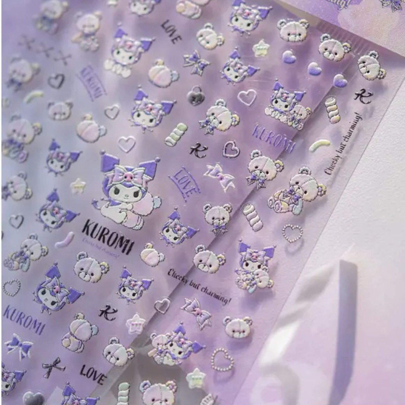 Kuromi 3D Nail Stickers Kids Sanrio Nail Stickers Non-Toxic Sanrio Party Favors