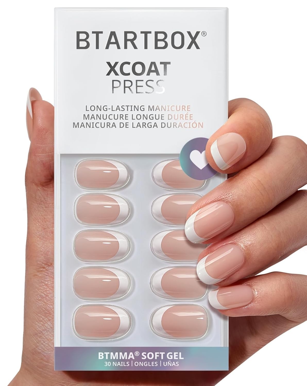 Durable Press On Nails Kit – 30 Piece Chic Twins French Gel Nails for Women