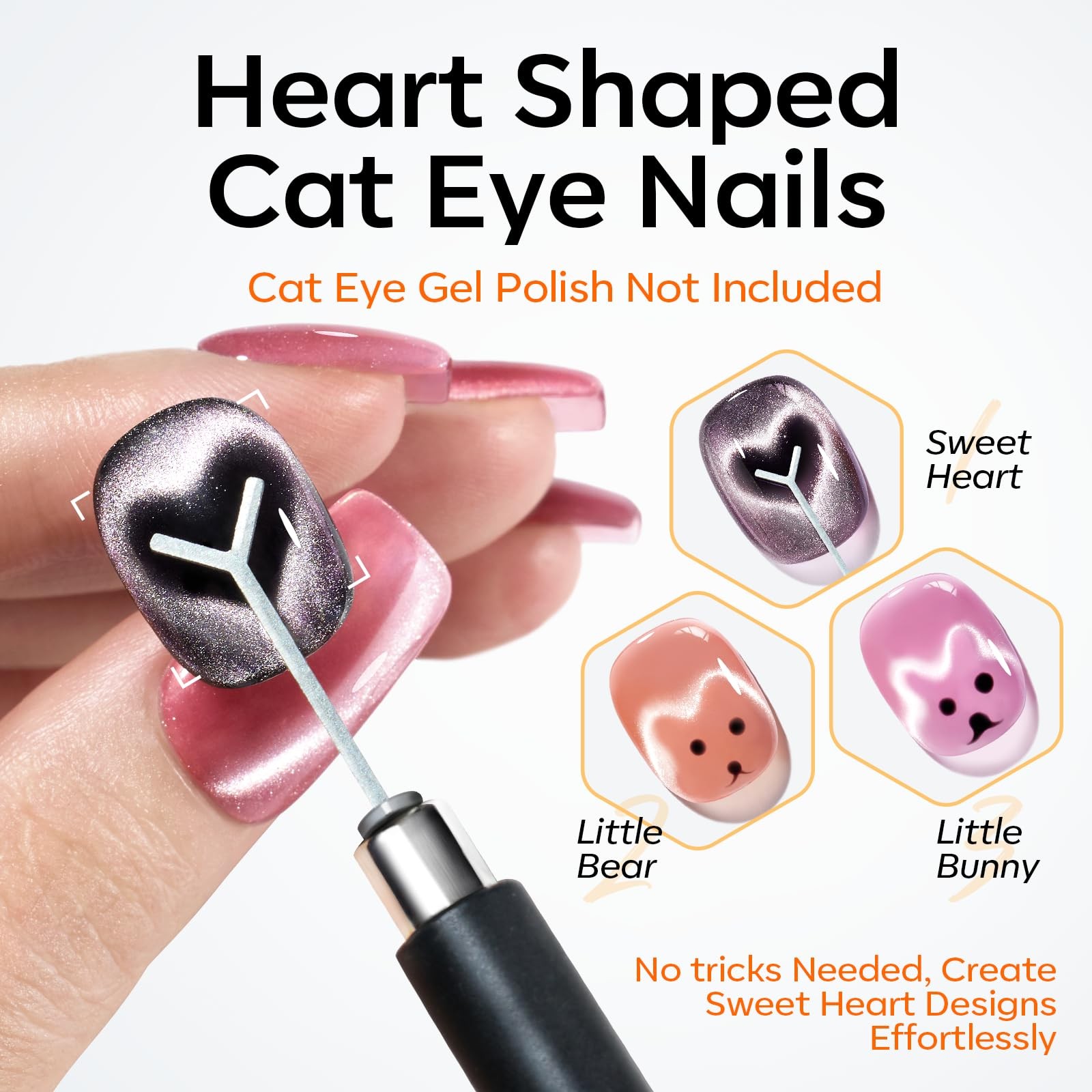 Cat Eye Magnet Set, 15PCS Multi-Shape Nail Magnet for Cateye Gel Polish, Hear…