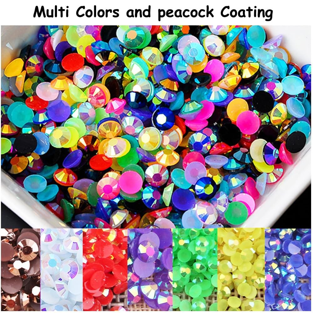 22000PCS Resin Rhinestones for Crafting, 28 Multicolor Mixed 3mm 4mm 5mm Non-…