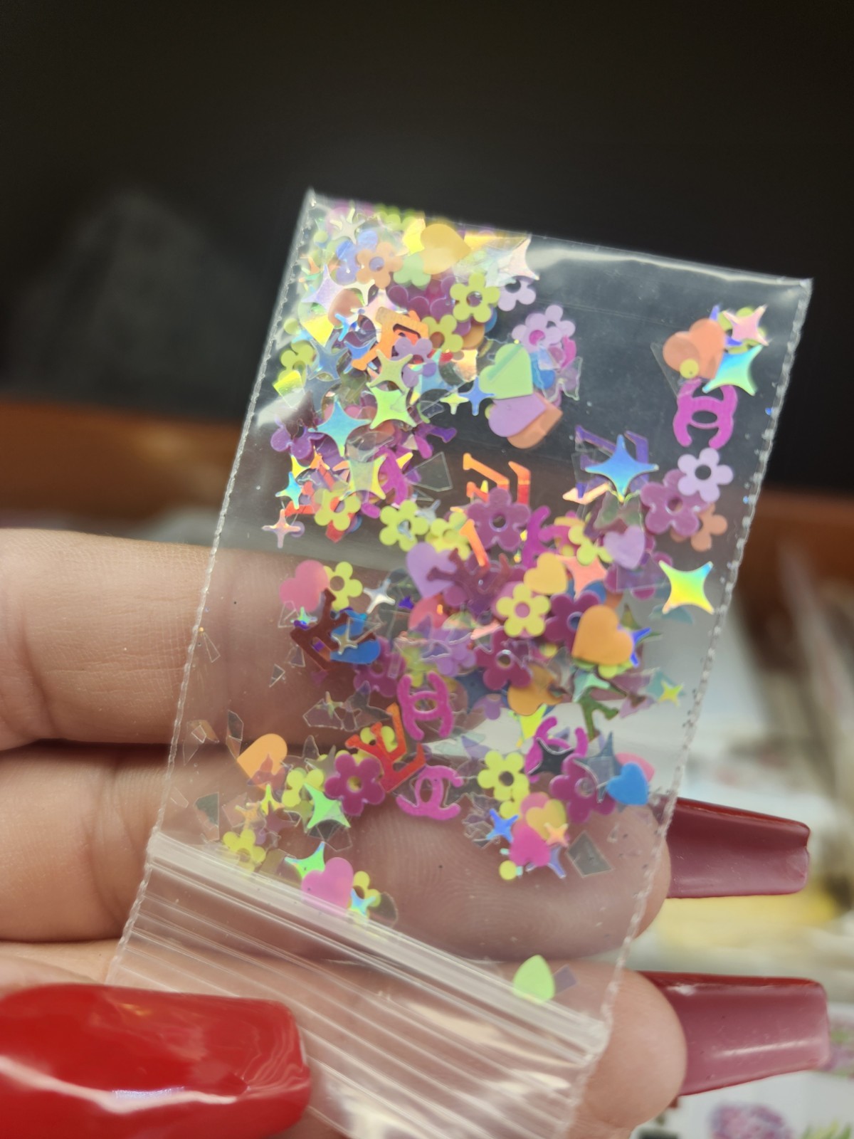 Solvent Resistant Glitter Mix love pink nail art VALENTINE US seller 1gr Minibag