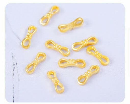 20Pcs New 3D Nail Art Solid Rose Gold Alloy Metal Cute Bow Ribbon DIY Decoration