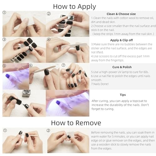 Semi Cured Gel Nail Strips, Dark Butterfly | 28 pcs Gel Nail Strips Work with