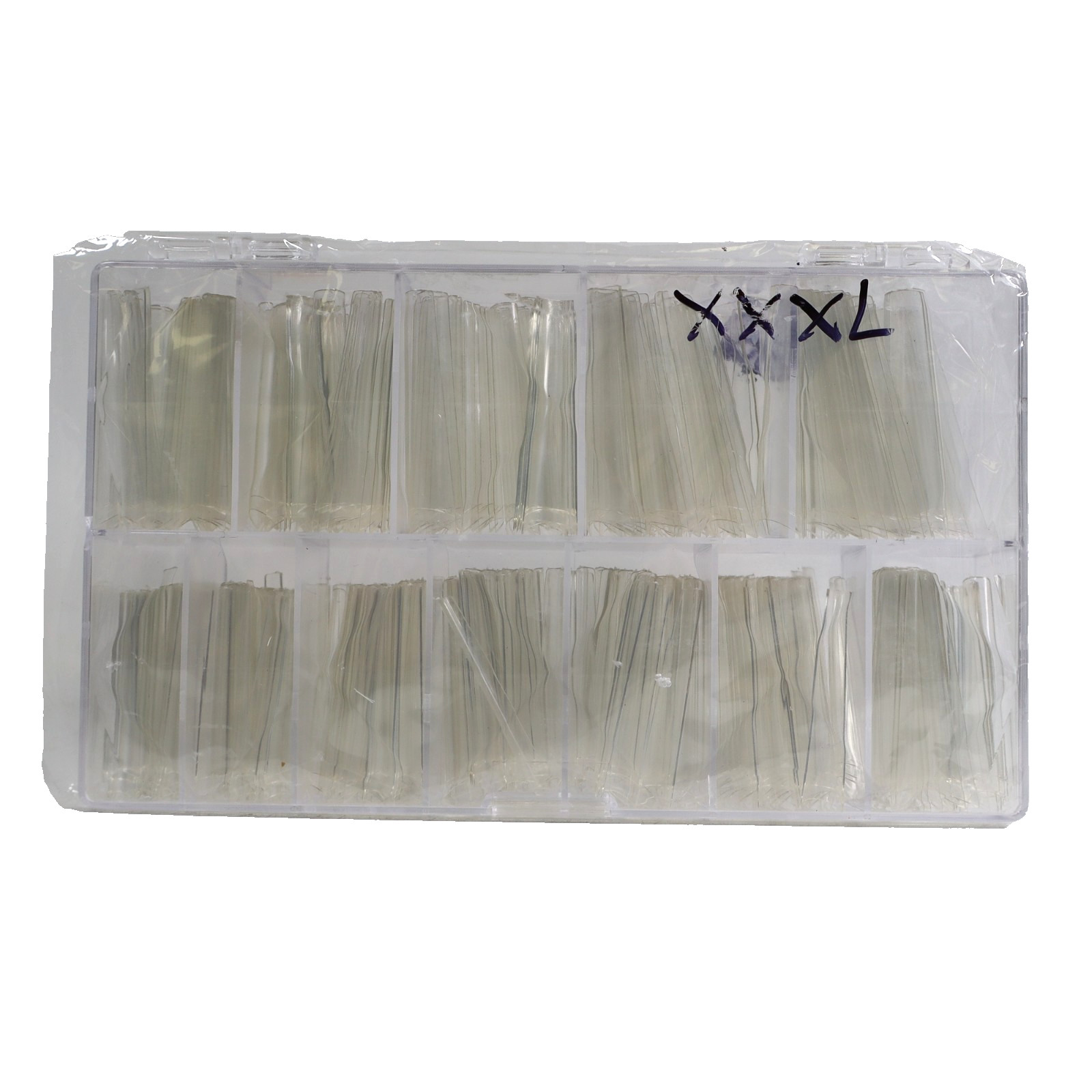 504-Piece Set of XXXL Clear Square Nail Tips for Acrylic Nails 12 Sizes