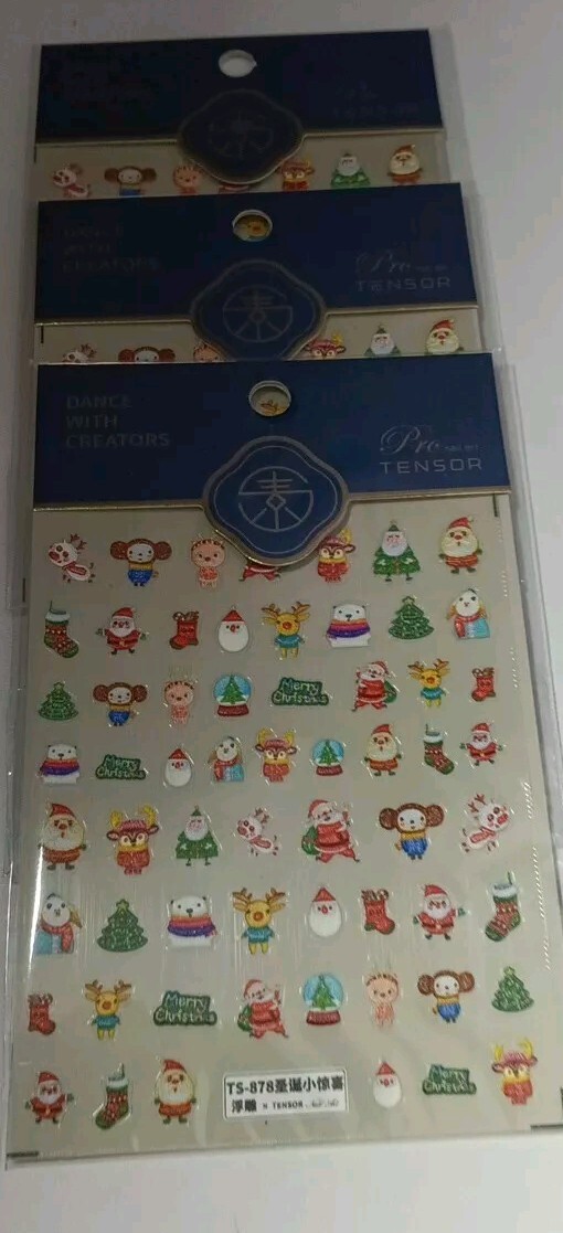 12 Sheets Christmas Nail Art Stickers Decals Self-Adhesive Pegatinas Uñas Navida